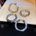 Luxury Zircon Two Tone Leopard Print Copper Huggie Earrings For Women view 3