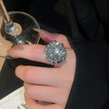 Hollow Round Flower Faux Pearl Ring For Women Light Luxury Fashion OL Index Finger Jewelry view 3