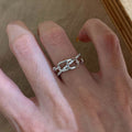 Silver Tone Copper Crossover Oval Geometric Ring for Women, Minimalist Light Luxury Index Finger Band view 2