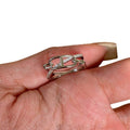 Silver Tone Copper Crossover Oval Geometric Ring for Women, Minimalist Light Luxury Index Finger Band view 5