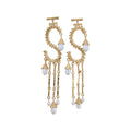 Vintage Letter S Faux Pearl Drop Earrings Geometric Statement Retro Luxury Style view 5