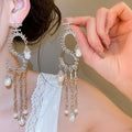 Vintage Letter S Faux Pearl Drop Earrings Geometric Statement Retro Luxury Style view 4