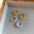 Minimalist Copper Round Textured Hoop Earrings, Geometric European Style Huggie Earrings view 2