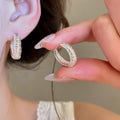 Minimalist Copper Round Textured Hoop Earrings, Geometric European Style Huggie Earrings view 3