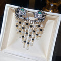 Vintage Alloy Cheetah Pearl Stud Earrings With Rhinestone Leopard Design Statement Animal Jewelry view 2