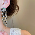 Vintage Alloy Cheetah Pearl Stud Earrings With Rhinestone Leopard Design Statement Animal Jewelry view 3