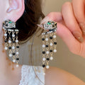 Vintage Alloy Cheetah Pearl Stud Earrings With Rhinestone Leopard Design Statement Animal Jewelry view 1