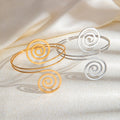 Gold Plated Double Layer Spiral Arm Cuff, Smooth Geometric Open Upper Arm Bracelet For Women view 2