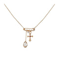 18K Gold Plated Copper Zircon Cross Paperclip Necklace, Old Money Geometric Clavicle Chain view 5