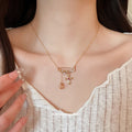 18K Gold Plated Copper Zircon Cross Paperclip Necklace, Old Money Geometric Clavicle Chain view 3