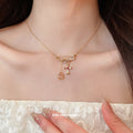 18K Gold Plated Copper Zircon Cross Paperclip Necklace, Old Money Geometric Clavicle Chain view 1