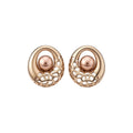 Alloy Round Hollow Pearl Stud Earrings For Women Light Luxury Geometric Jewelry view 5