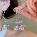 Sparkling Zircon Artificial Crystal Flower Stud Earrings With Silver Needles Sweet Vacation Style view 2