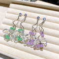 Sparkling Zircon Artificial Crystal Flower Stud Earrings With Silver Needles Sweet Vacation Style view 3