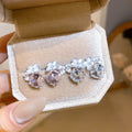 Light Luxury Alloy Zircon Flower Stud Earrings With Enamel Oil Drip Sweet Forest Style view 2