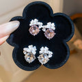 Light Luxury Alloy Zircon Flower Stud Earrings With Enamel Oil Drip Sweet Forest Style view 4