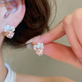 Light Luxury Alloy Zircon Flower Stud Earrings With Enamel Oil Drip Sweet Forest Style view 3