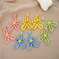 Bohemian Colorful Wax Cord Crochet Flower Dangle Beach Vacation Travel Photo Statement Earrings view 1