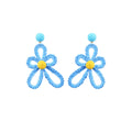 Bohemian Colorful Wax Cord Crochet Flower Dangle Beach Vacation Travel Photo Statement Earrings view 5