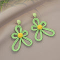 Bohemian Colorful Wax Cord Crochet Flower Dangle Beach Vacation Travel Photo Statement Earrings view 4