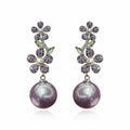 Light Luxury French Vintage Faux Pearl Zircon Flower Stud Earrings for Women view 5
