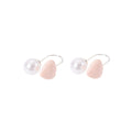 Elegant Pink Heart Pearl Alloy Hoop Stud Ear Cuffs, Two-Way Sweet Minimalist Fashion Earrings view 5