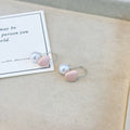 Elegant Pink Heart Pearl Alloy Hoop Stud Ear Cuffs, Two-Way Sweet Minimalist Fashion Earrings view 3