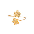 Gold Plated Double Layer Five Petal Flower Arm Cuff, 3D Open Upper Arm Bracelet For Beachwear view 5