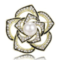 Alloy Camellia Flower Brooch Pin For Elegant Womens Apparel view 1