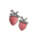 Elegant Sweet Alloy Rhinestone Bow Pink Enamel 3D Strawberry Pendant Drop Stud Fashion Earrings view 5