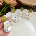Resin Gardenia Flower Stud Earrings For Women, Cute New Chinese Summer Beach Style Jewelry view 3