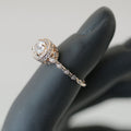 Rose Gold Tone Round Halo Ring with Openwork Band Design view 2