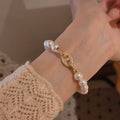 2026 Zircon Round Bead Faux Pearl Beaded Bracelet Modern Minimalist Geometric Jewelry view 4
