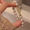 2026 Zircon Round Bead Faux Pearl Beaded Bracelet Modern Minimalist Geometric Jewelry view 3