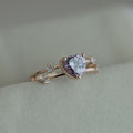 Rose Gold-Tone Purple Heart Ring With Clear Side Crystals view 3