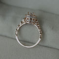 Rose Gold Tone Round Halo Ring with Openwork Band Design view 4