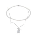 Light Luxury Double Layer Faux Pearl Necklace With Rhinestone Beaded Flower And Geometric Square Pendant view 5