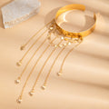 Gold Plated Wide Heart Open Upper Arm Cuff Smooth Tassel Romantic Arm Chain Bracelet view 3