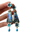 Vintage New Chinese Resin Lotus Flower Crystal Pendant Clip-on Earrings With Rhinestone Accents view 5