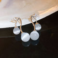 Korean Style Cherry Cat Eye Stone Zircon Stud Earrings With Silver Posts For Women view 4