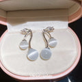 Korean Style Cherry Cat Eye Stone Zircon Stud Earrings With Silver Posts For Women view 2