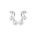 Korean Style Cherry Cat Eye Stone Zircon Stud Earrings With Silver Posts For Women view 5