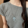 2026 New Resin Cross Pendant Necklace Hip Hop Y2K Sweet Cool Geometric Clavicle Choker view 3
