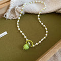 2026 New Beaded Apple Faux Pearl Necklace Fresh Pastoral Style Creative Clavicle Chain Jewelry view 2