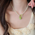 2026 New Beaded Apple Faux Pearl Necklace Fresh Pastoral Style Creative Clavicle Chain Jewelry view 3