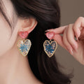 Resin Heart Flower Stud Earrings With Silver Posts Vacation Statement Light Luxury Jewelry view 2