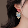Resin Heart Flower Stud Earrings With Silver Posts Vacation Statement Light Luxury Jewelry view 4