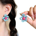 Sweet Summer Dopamine Hollow Flower Resin Stud Earrings Cute Floral Daily Wear Jewelry view 5