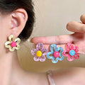 Sweet Summer Dopamine Hollow Flower Resin Stud Earrings Cute Floral Daily Wear Jewelry view 1