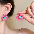 Sweet Summer Dopamine Hollow Flower Resin Stud Earrings Cute Floral Daily Wear Jewelry view 3